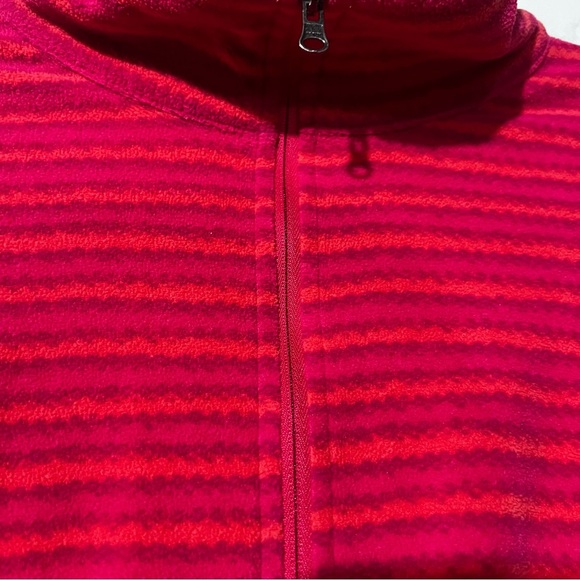 Columbia Women’s Quarter Zip Sweater Fleece Striped Orange and Pink Size Medium - Picture 3 of 10